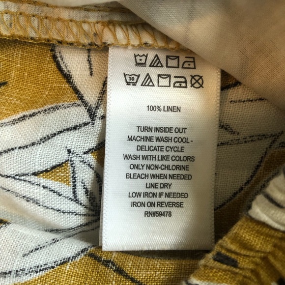 Rachel Zoe Mustard/White Floral Pants Women’s Size XS 100% Linen Bohemian Style - Picture 7 of 16